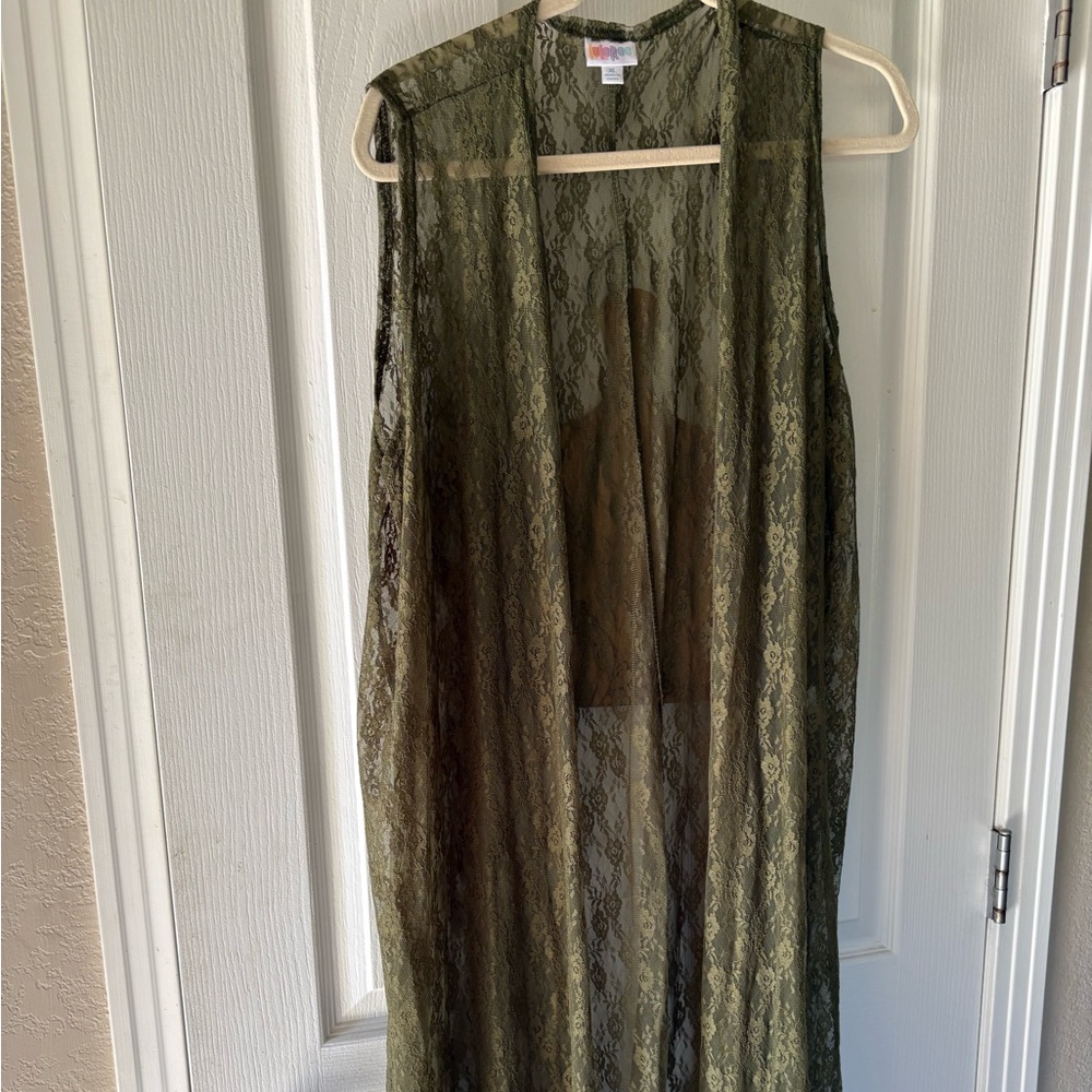 LuLaRoe Joy Olive Lace Vest